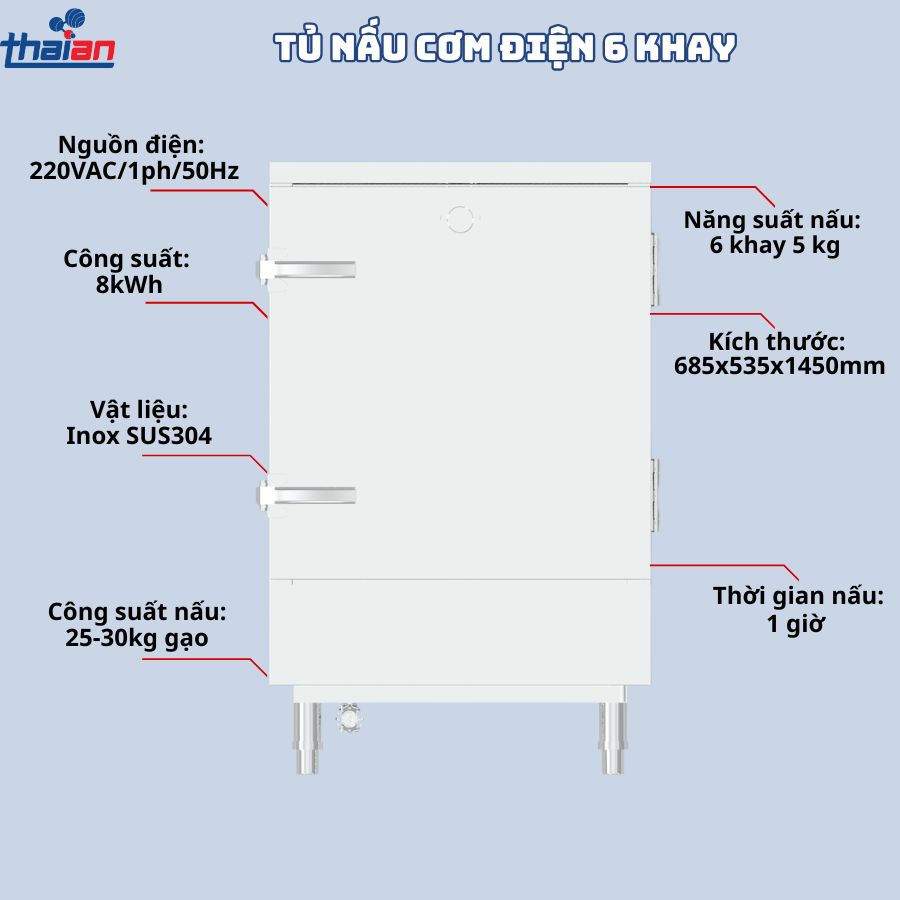 Tủ nấu cơm điện 6 khay