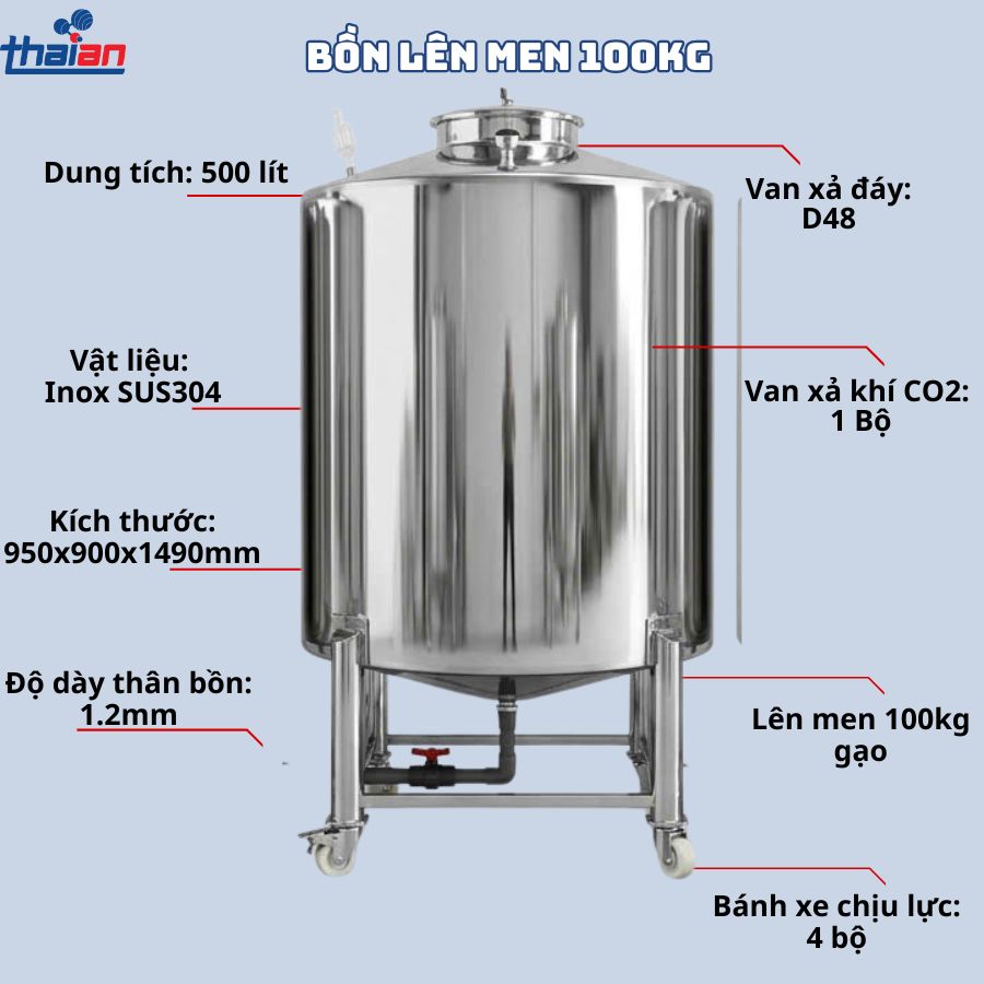 Bồn lên men 100kg