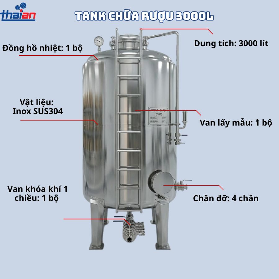 Tank chứa rượu 3000L TA