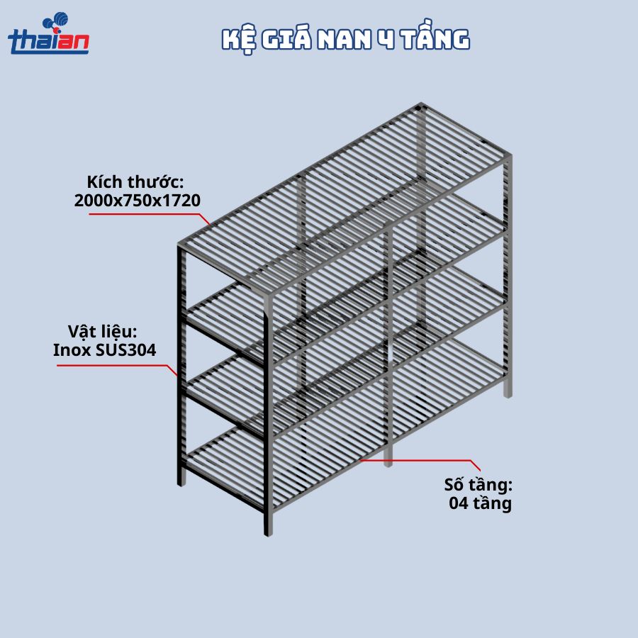 Kệ giá nan 4 tầng TA