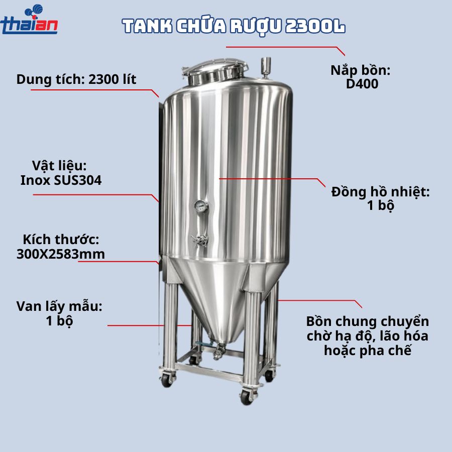 Tank chứa rượu 2300L TA