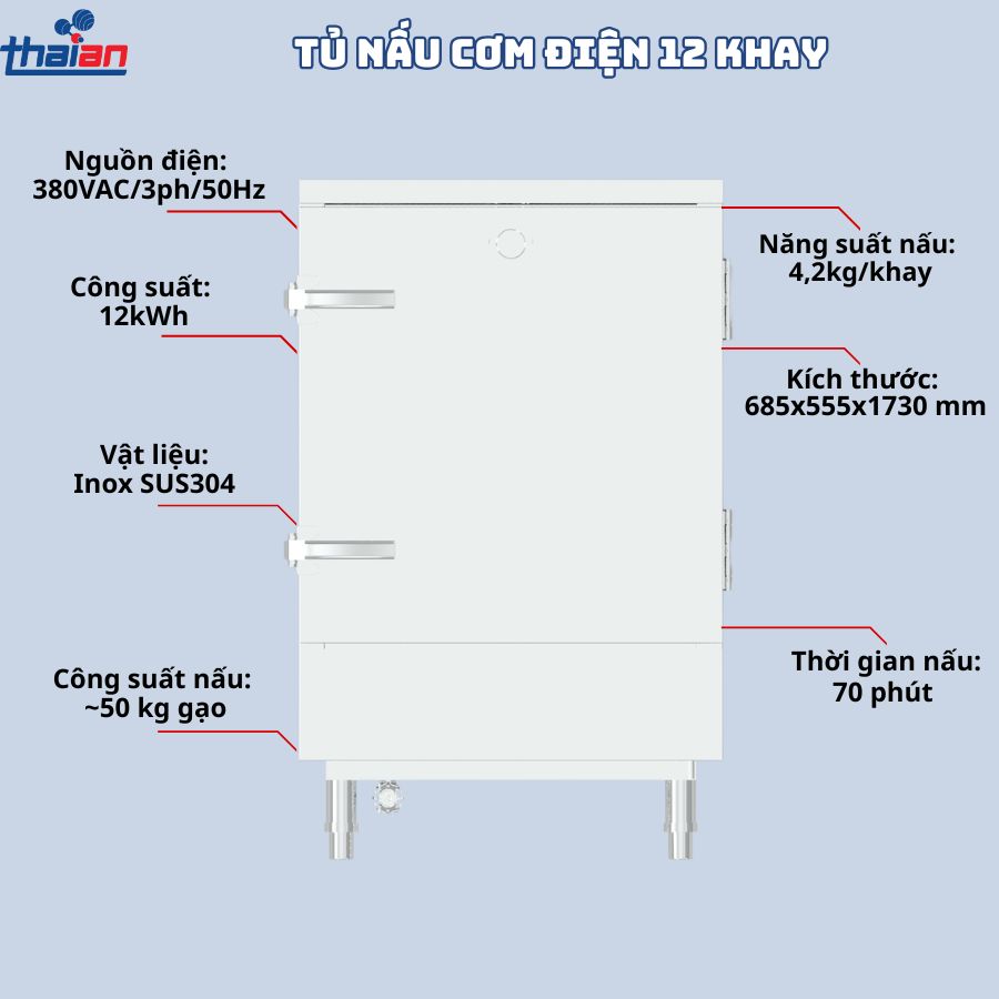 Tủ nấu cơm điện 12khay