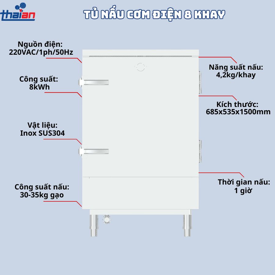 Tủ nấu cơm điện 8 khay