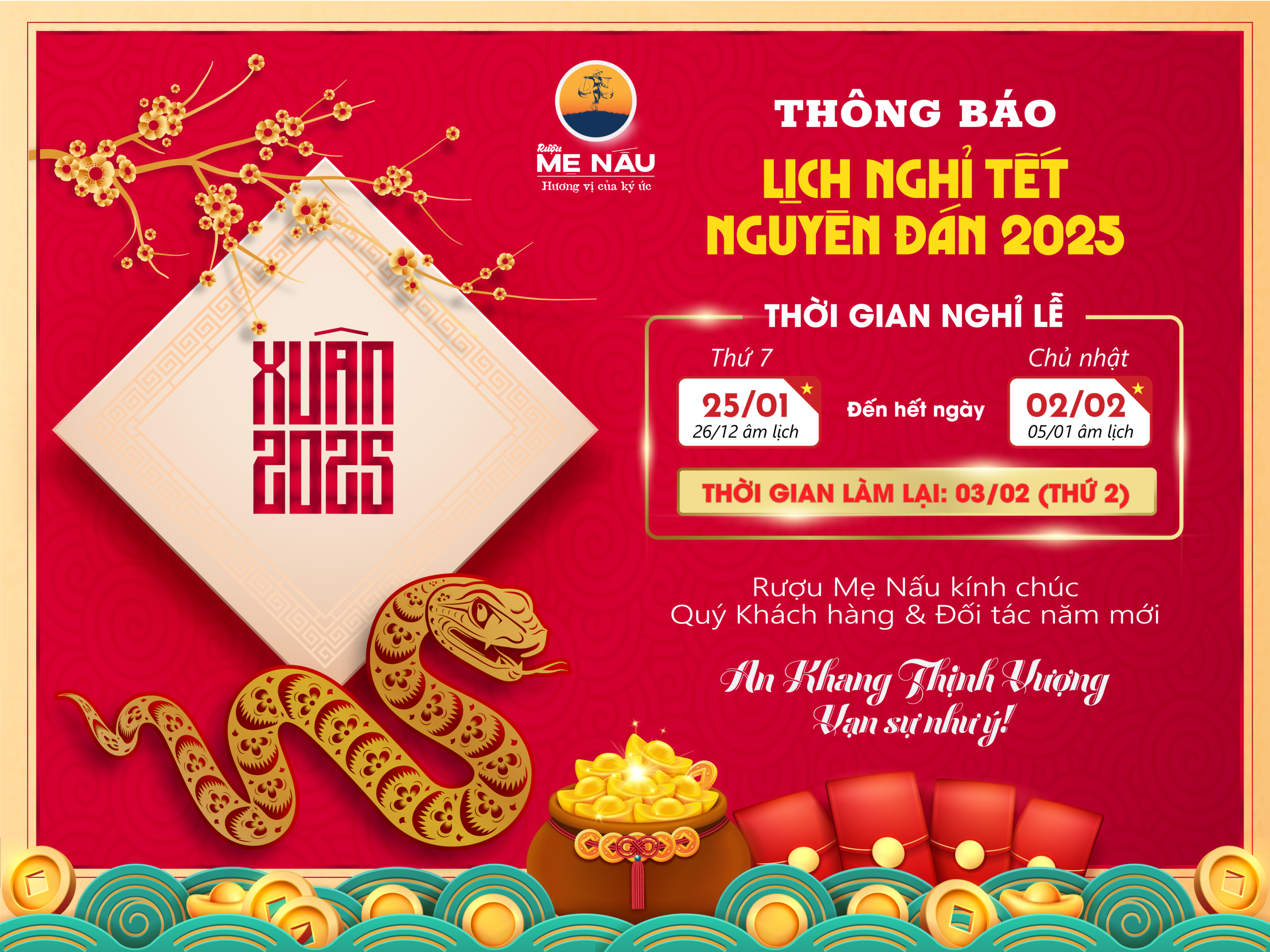 Thông báo nghỉ tết âm lịch 2025