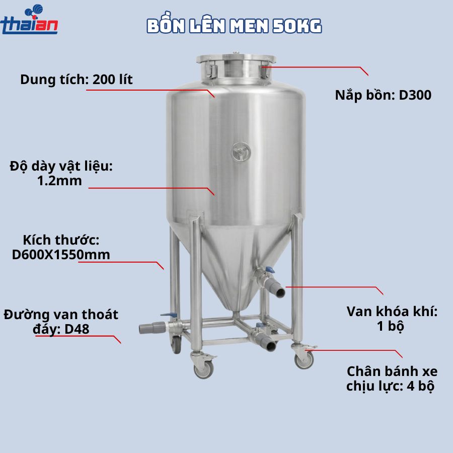 Bồn lên men 50kg TA