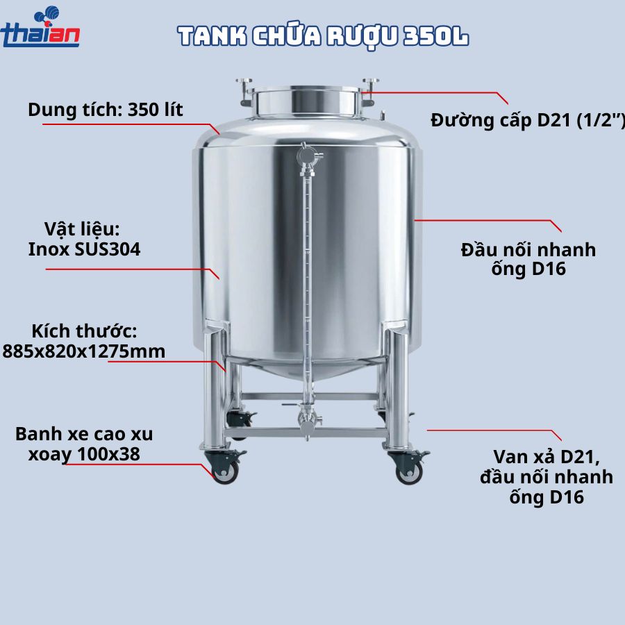 Tank chứa rượu 350L TA