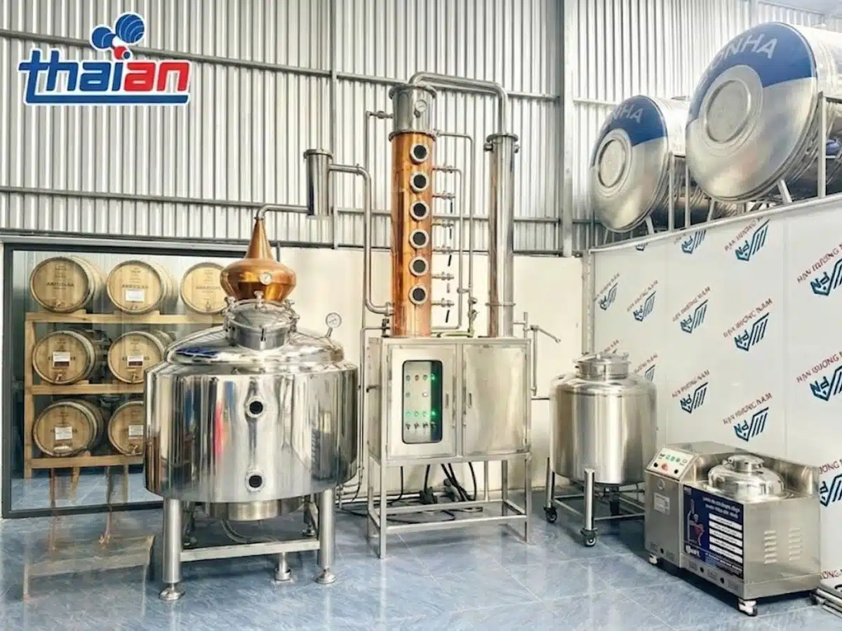 Thái An bàn giao lắp đặt hệ thống nấu rượu 200kg tại Thái Bình 