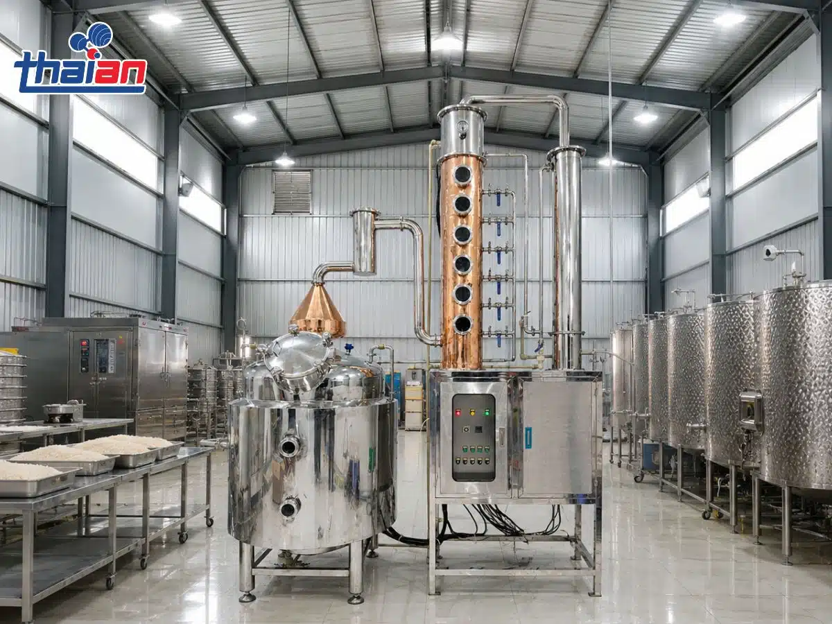 BÀN GIAO HỆ NẤU RƯỢU 100KG NGUYÊN LIỆUMẺ TẠI THANH HÓA