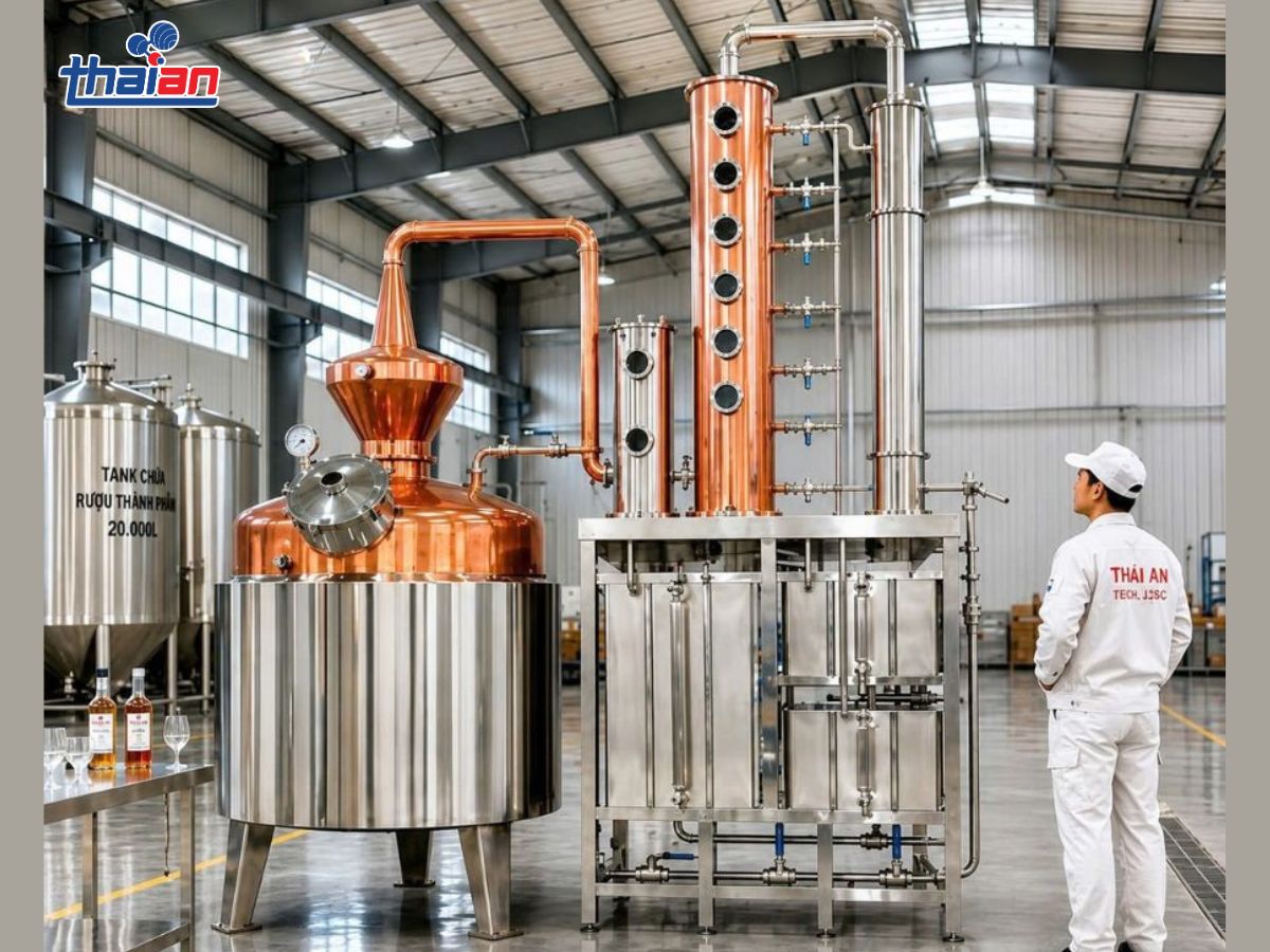 Tháp chưng cất rượu Nguyên lý, cấu tạo và giải pháp từ Thái An