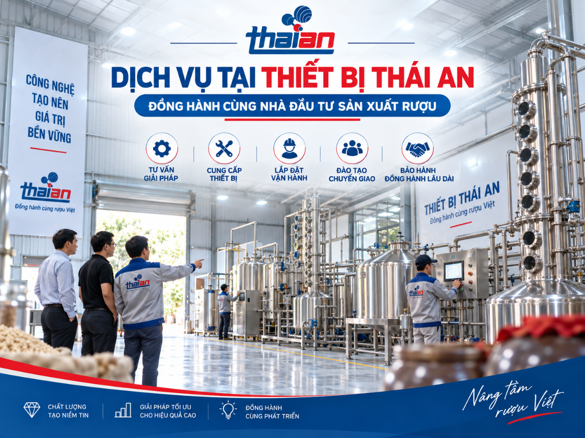 Dịch vụ của Thiết bị Thái An – Đồng hành toàn diện cùng nhà đầu tư sản xuất rượu